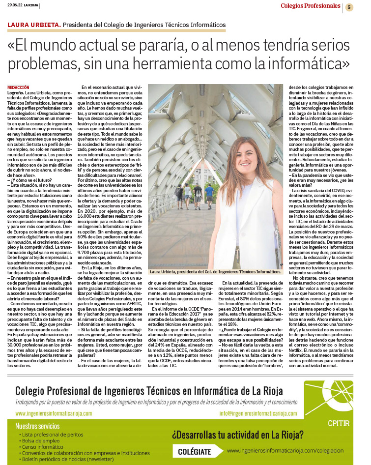Entrevista Laura Urbieta, presidenta CPITIR